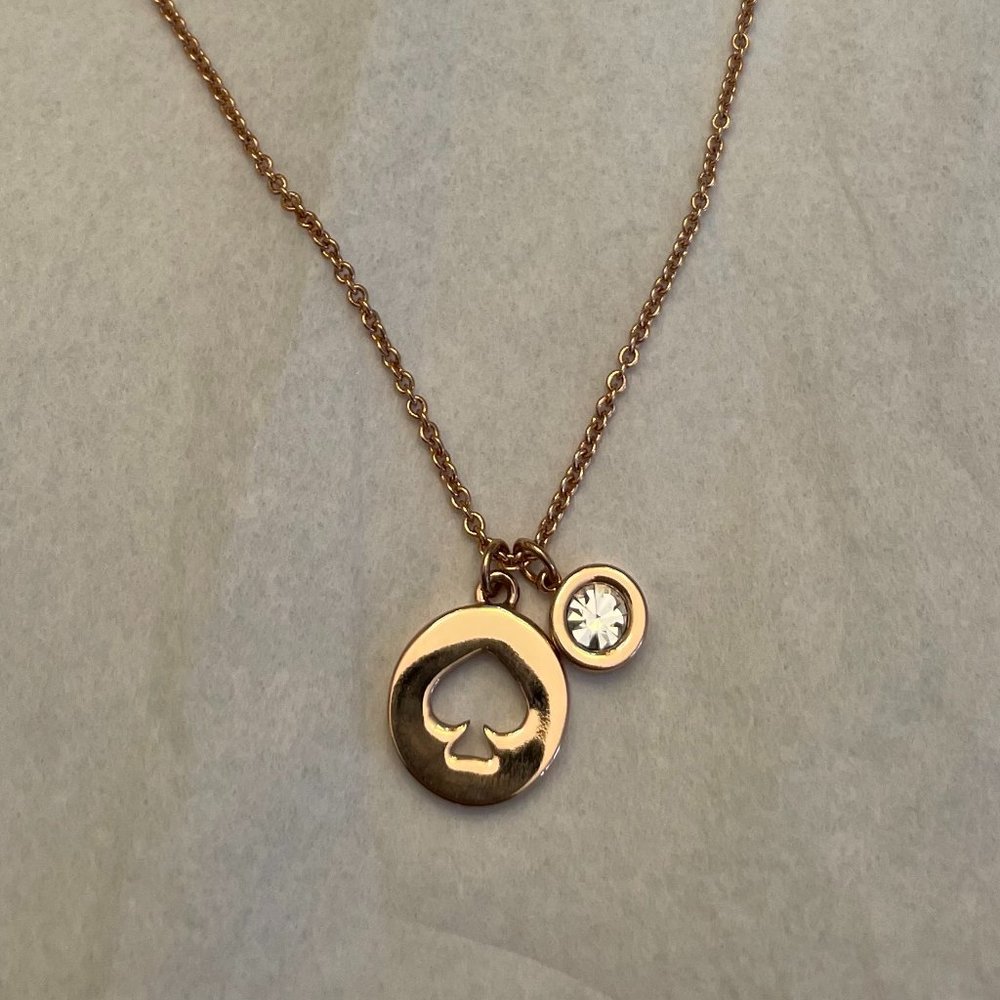 Kate Spade Spot The Spade Halo Spade Pendant Necklace in Rose Gold